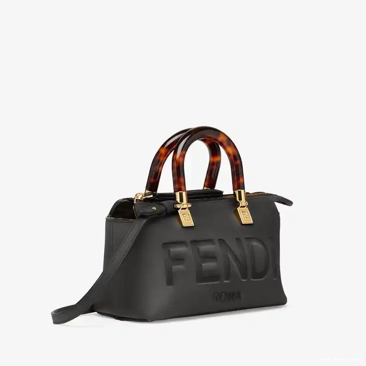 Affordable The Boston Bag Leather Logo Black ROMA In By Fendi Mini Way Calf 0619